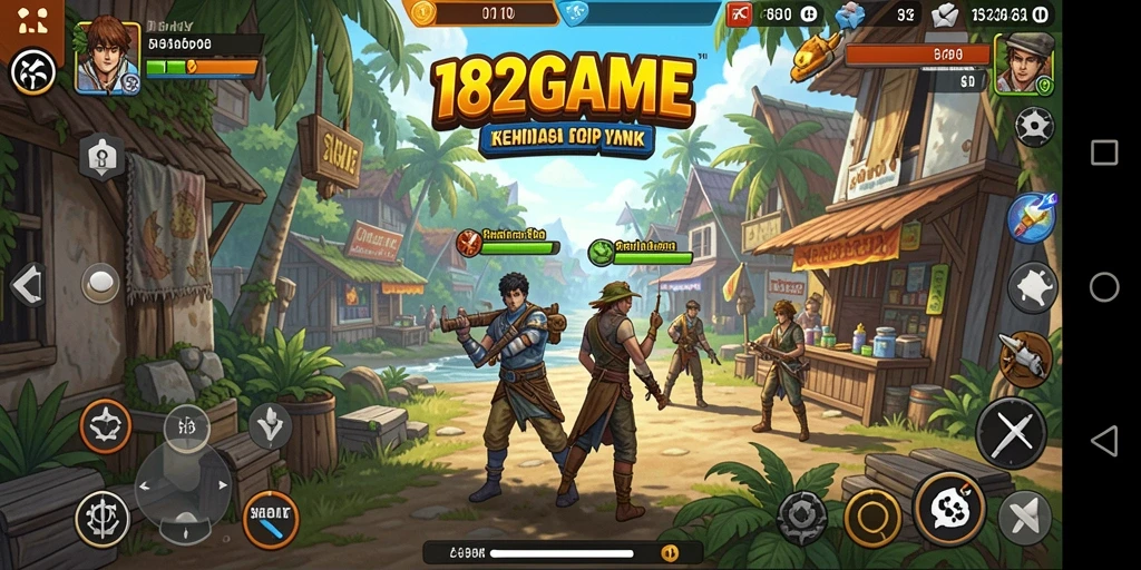 Gameplay 182GAME yang menampilkan interaksi karakter yang kaya.
