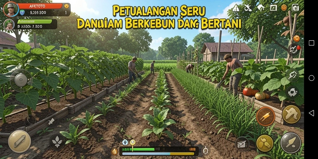 Gameplay seru dalam AFKTOTO yang menunjukkan aktivitas pertanian.