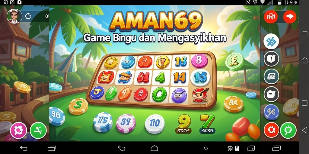 Tampilan gameplay Bingo yang seru dan penuh warna di AMAN69.