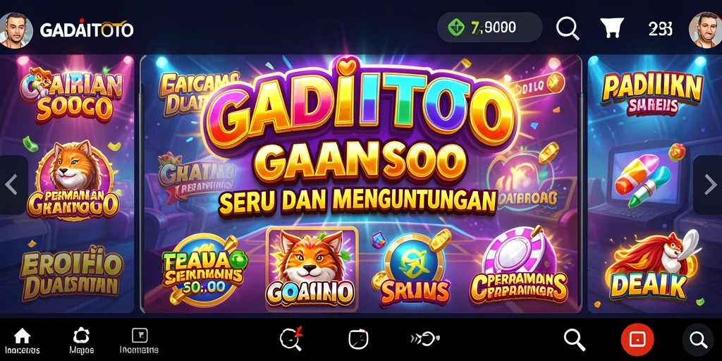Tampilan gameplay menarik GADAITOTO dengan berbagai simbol slot.