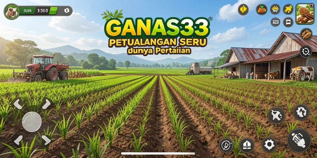Screenshot GANAS33 menampilkan aktivitas bertani yang menyenangkan dan interaktif.