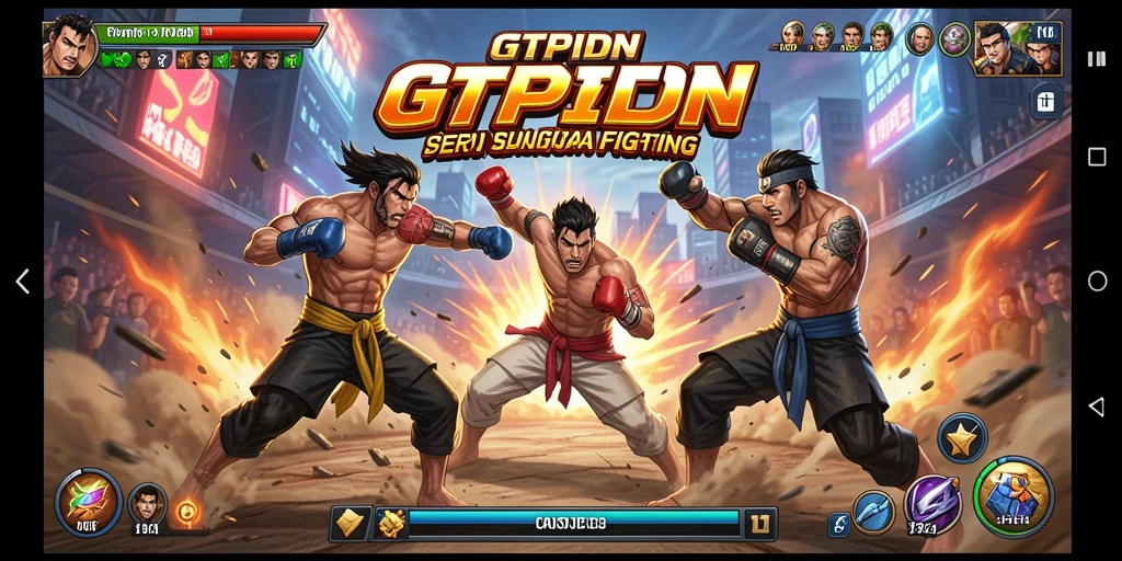 Tampilan gameplay seru dalam GTPIDN dengan pertarungan intens.