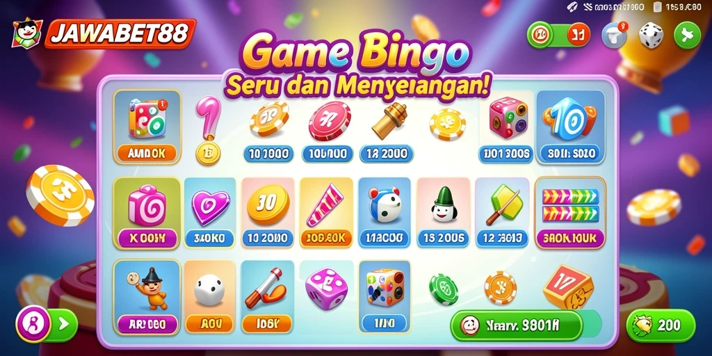 Tampilan gameplay seru dalam aplikasi JAWABET88 Bingo.