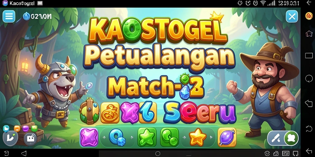 Tampilan gameplay KAOSTOGEL dengan aksi Match-3 yang seru.