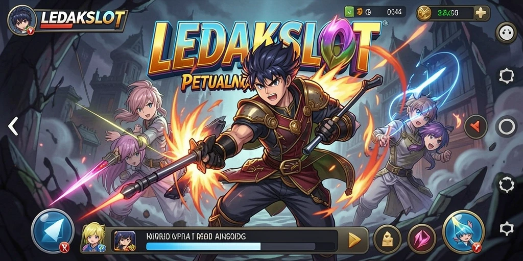 Tampilan gameplay LEDAKSLOT penuh aksi anime yang seru.
