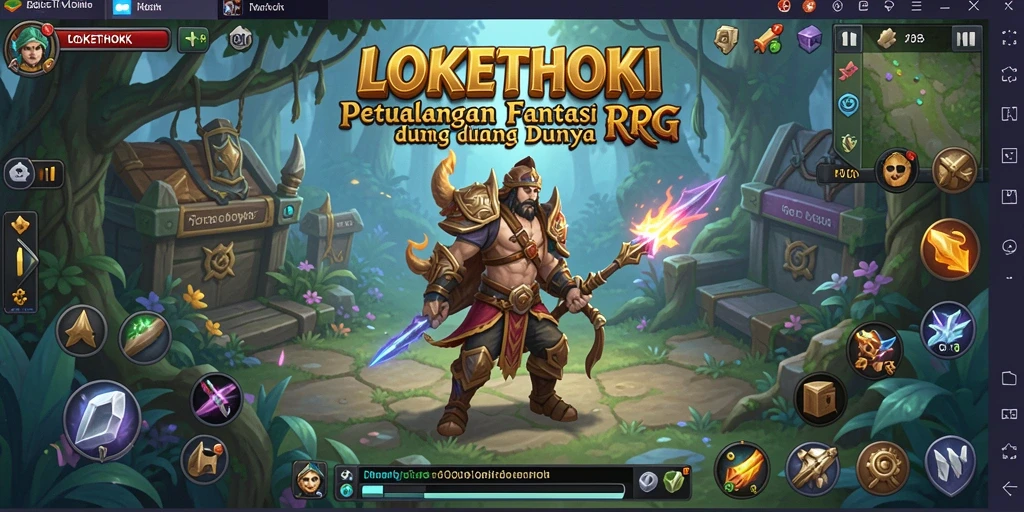 Screenshot gameplay RPG LOKETHOKI yang menampilkan pertarungan epik dan petualangan.