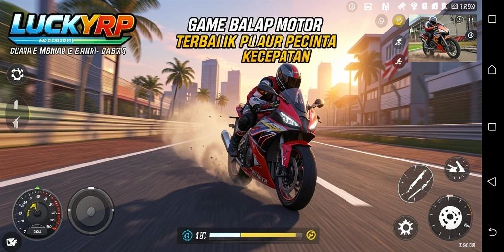 Screenshot menampilkan momen seru balapan motor di LUCKYRP.