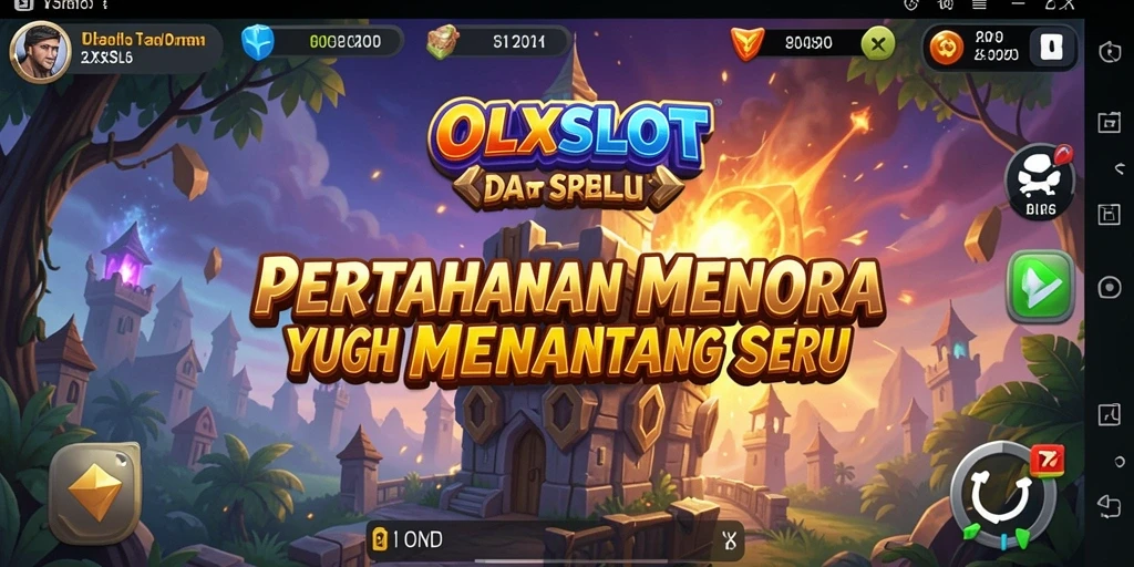 Tampilan gameplay OLXSLOT dengan menara yang strategis.