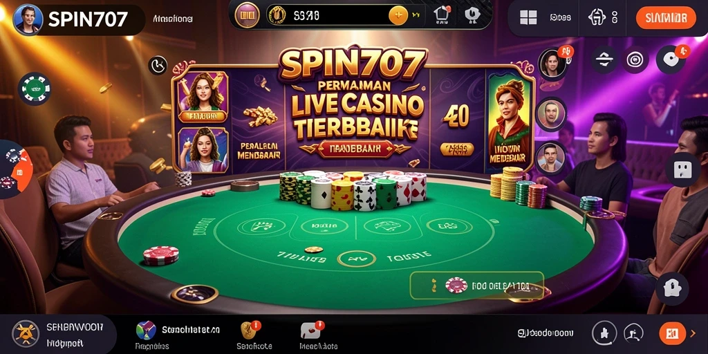 Tampilan gameplay Live Casino yang mendebarkan dan imersif di SPIN707.