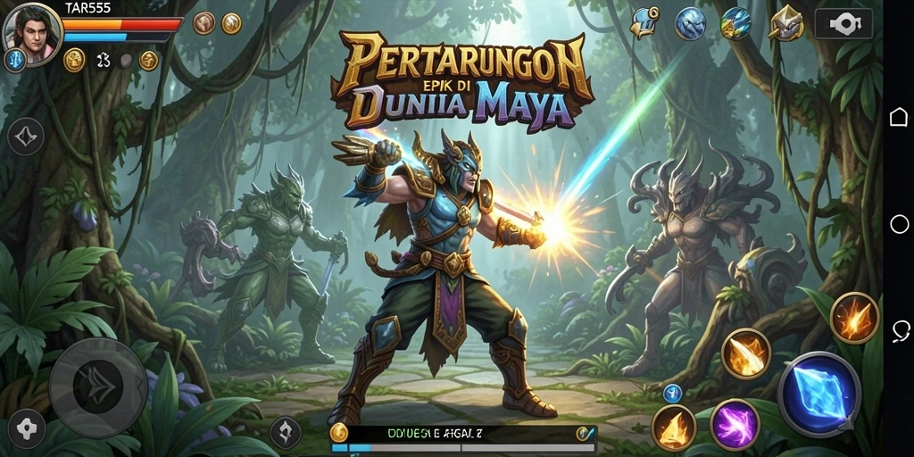 Tampilan screenshot TAR555 memperlihatkan duel epik dalam arena Fighting.