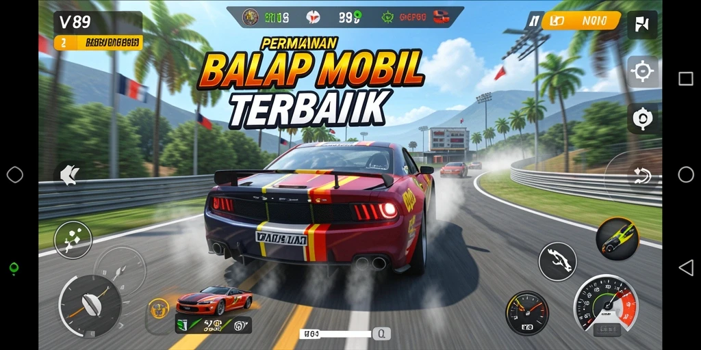 Tampilkan gameplay balap mobil yang seru di V89.
